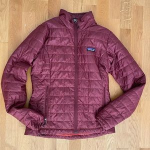 Patagonia nano puff jacket in burgundy size small
